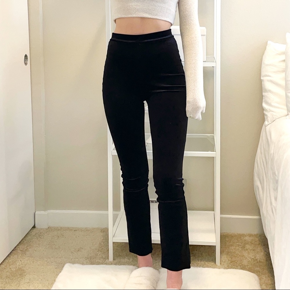 Flared cropped velvet pants